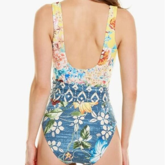 Johnny Was One Piece Swimsuit Size S Floral Print Belted Waist Boho Resortwear - Picture 2 of 9